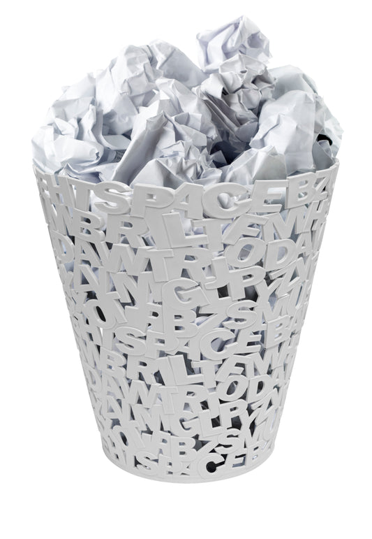 Papelera Letters Blanco Plastico