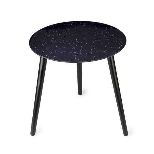Mesa Lateral Cosmos Azul/Negro Vidrio 40Cm