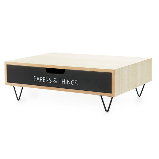 Soporte Monitor Nordic Papers Cajon Negro/Madera