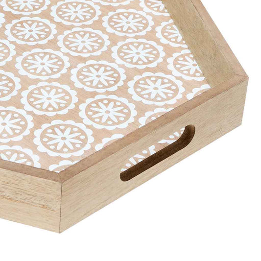 Bandeja Agra, Hexagonal, Natural/Blanco