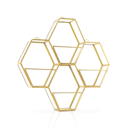 Estantería Retro Multi Hexagon 27X5X27 Dorado/Transparente