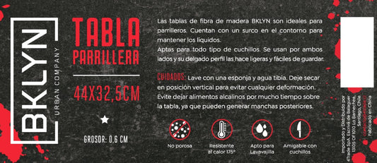 Tabla Parrillera L BKLYN — 44×32,5 cm