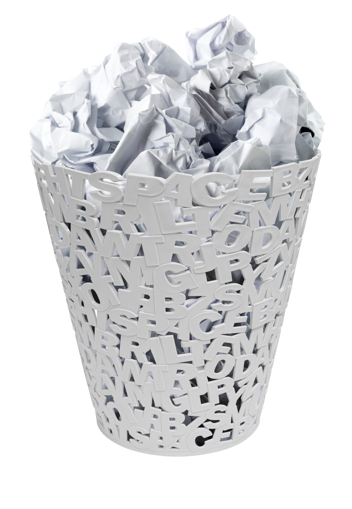Papelera Letters Blanco Plastico