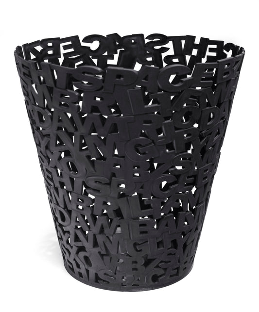 Papelera Letters Negro Plástico