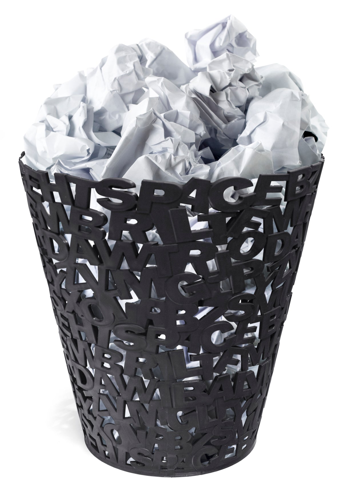 Papelera Letters Negro Plástico
