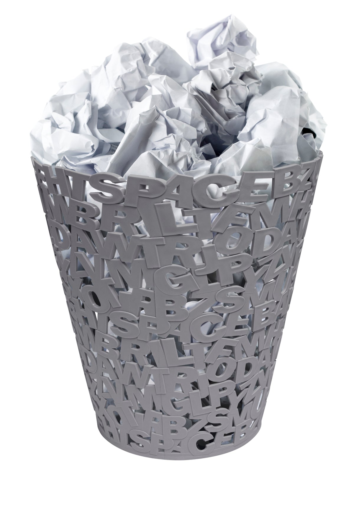 Papelera Letters Gris Plástico