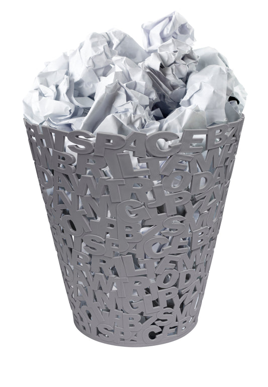 Papelera Letters Gris Plástico