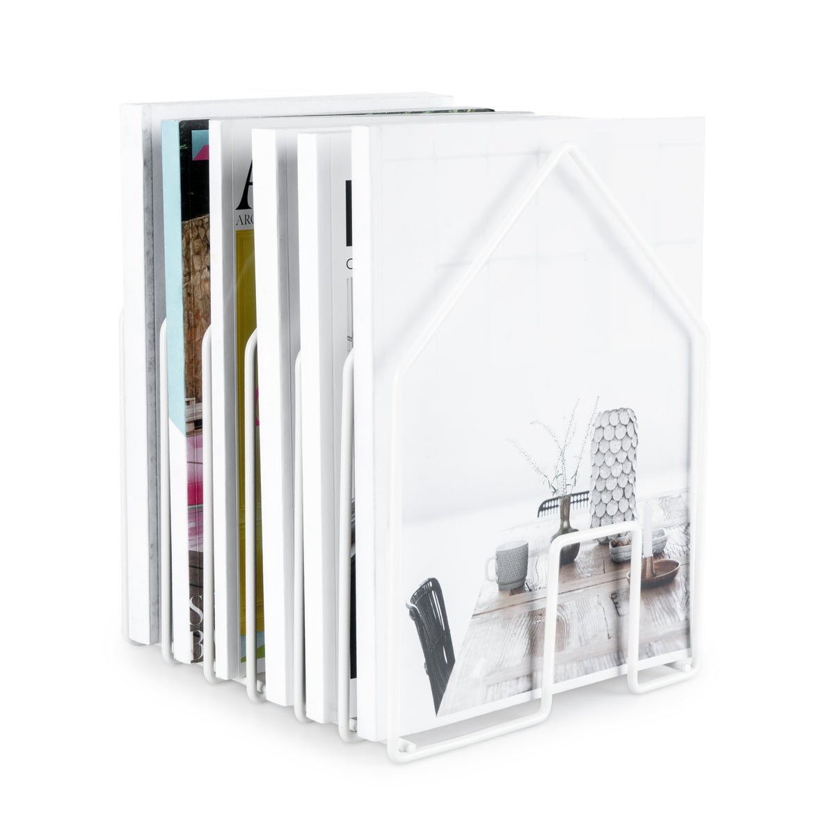 Revistero Home Blanco Acero