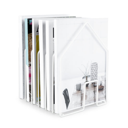 Revistero Home Blanco Acero