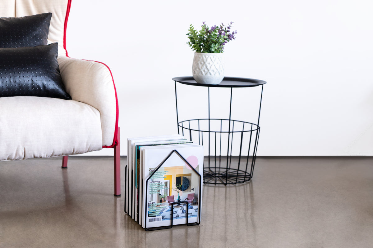 Revistero Home Negro Acero
