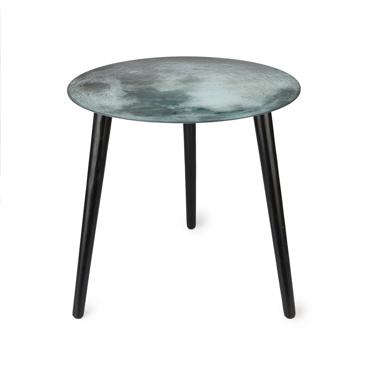 Mesa Lateral The Moon Blanco/Negro Vidrio 40 Cm
