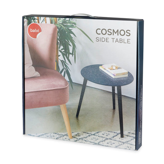 Mesa Lateral Cosmos Azul/Negro Vidrio 40Cm