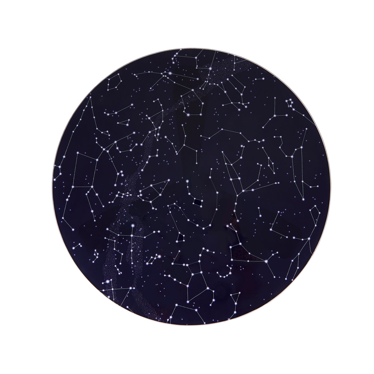 Mesa Lateral Cosmos Azul/Negro Vidrio 40Cm