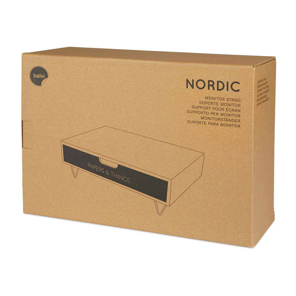 Soporte Monitor Nordic Papers Cajon Negro/Madera