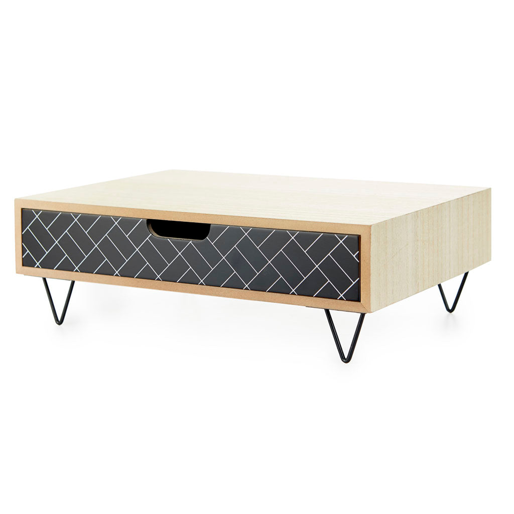 Soporte Monitor Nordic Pattern Cajon Negro/Madera
