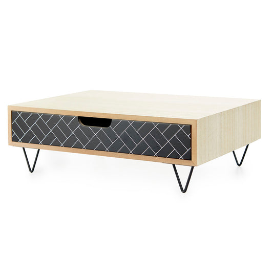 Soporte Monitor Nordic Pattern Cajon Negro/Madera
