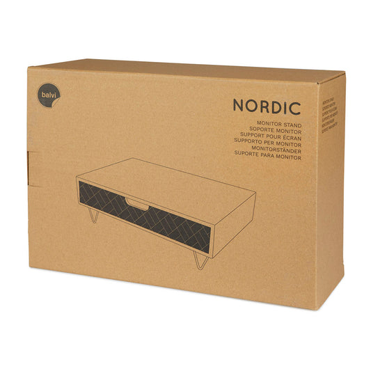 Soporte Monitor Nordic Pattern Cajon Negro/Madera