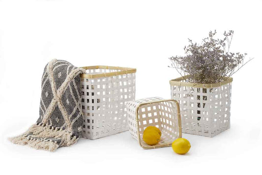 Cesto Set 3 Ankara Calado Blanco