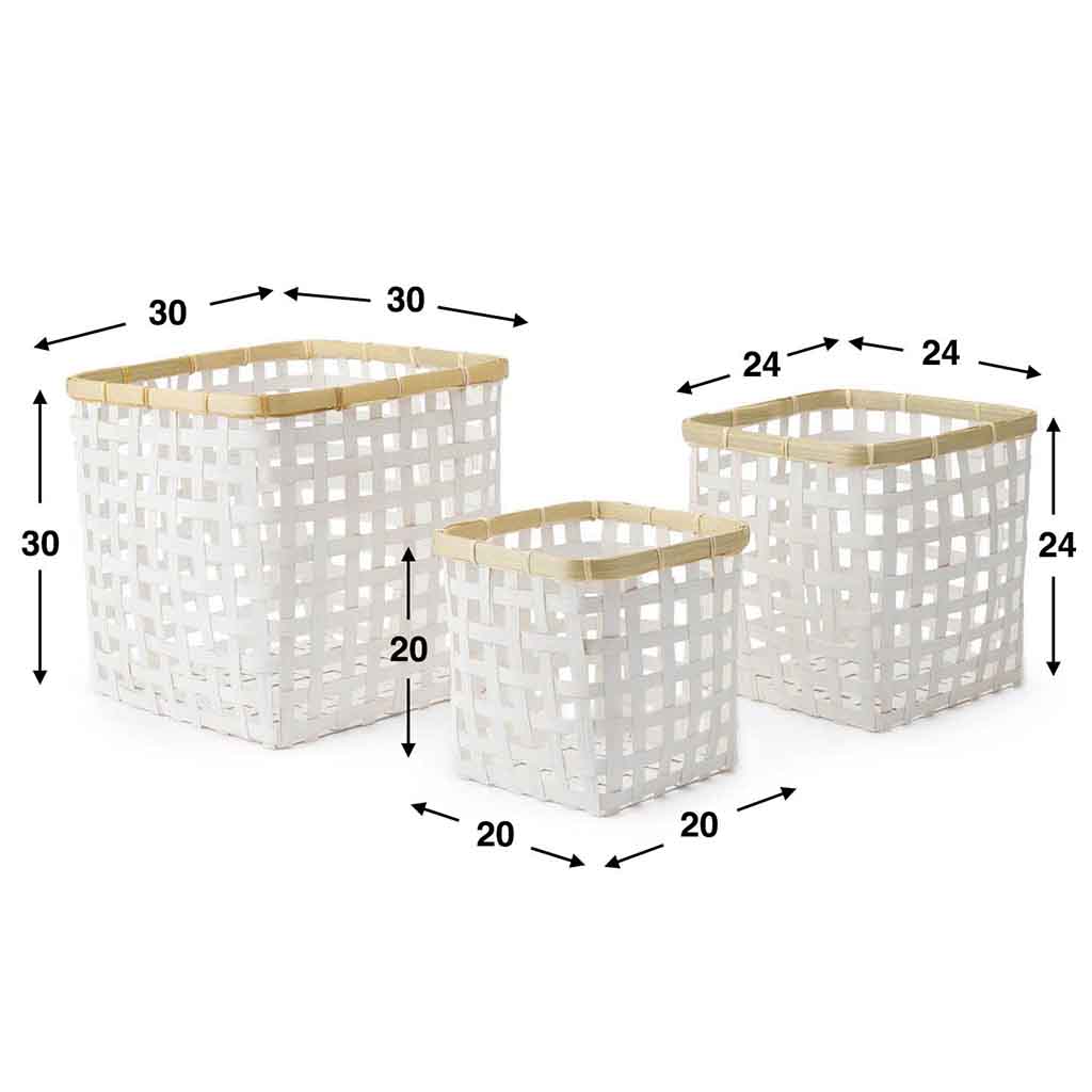 Cesto Set 3 Ankara Calado Blanco