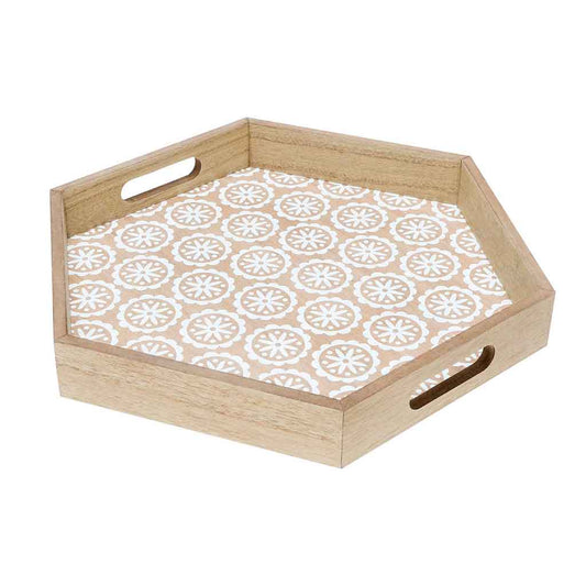 Bandeja Agra, Hexagonal, Natural/Blanco