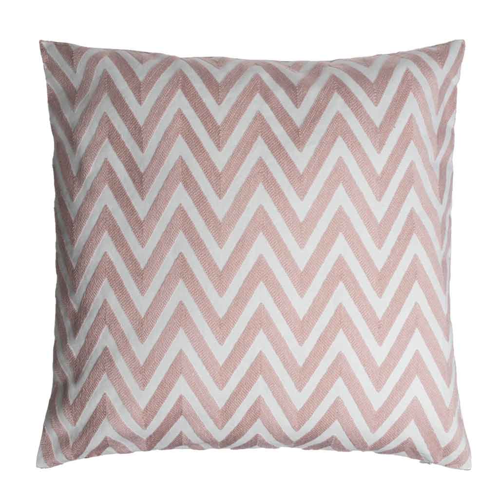 Cojín Zig Zag 50X50 Bordado Rosa/Blanco