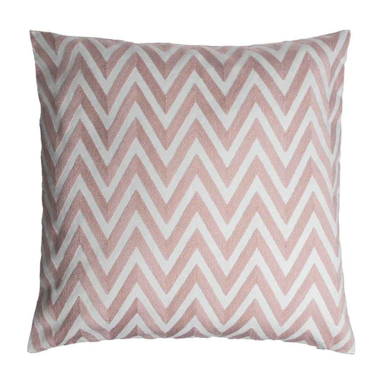 Cojín Zig Zag 50X50 Bordado Rosa/Blanco