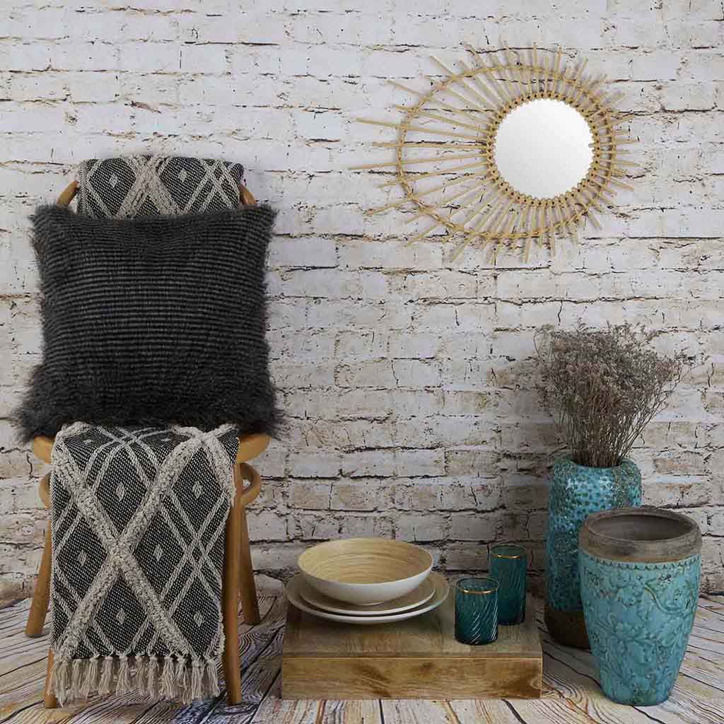 Cojín Kenya 45X45 Falso Pelo Gris Oscuro