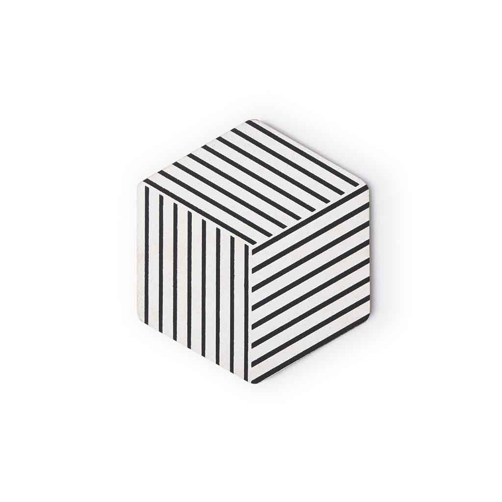 Set 2 Salvamanteles, Cork. Hexagonal Blanco/Negro