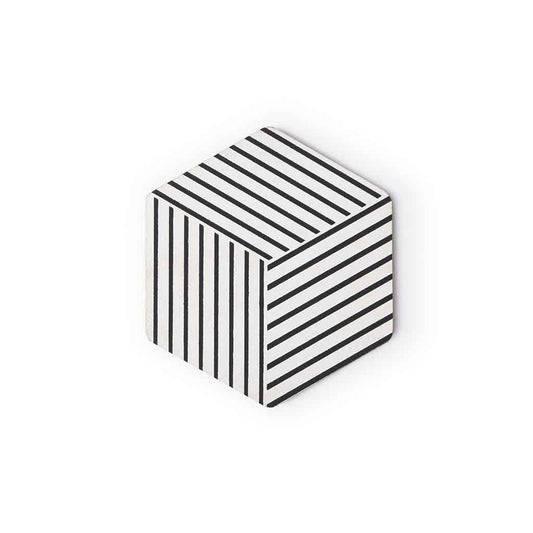 Set 2 Salvamanteles, Cork. Hexagonal Blanco/Negro