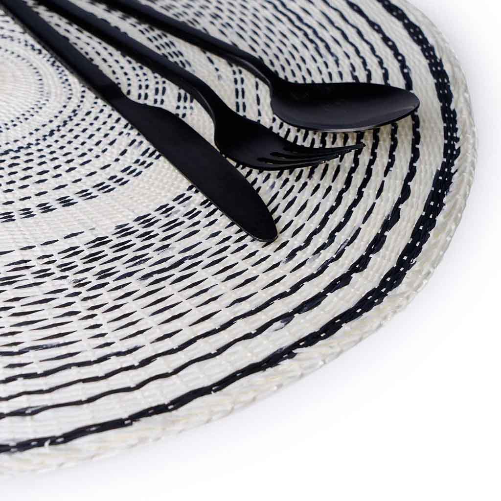 Set 2 Individuales Tahití Circular Blanco/Negro
