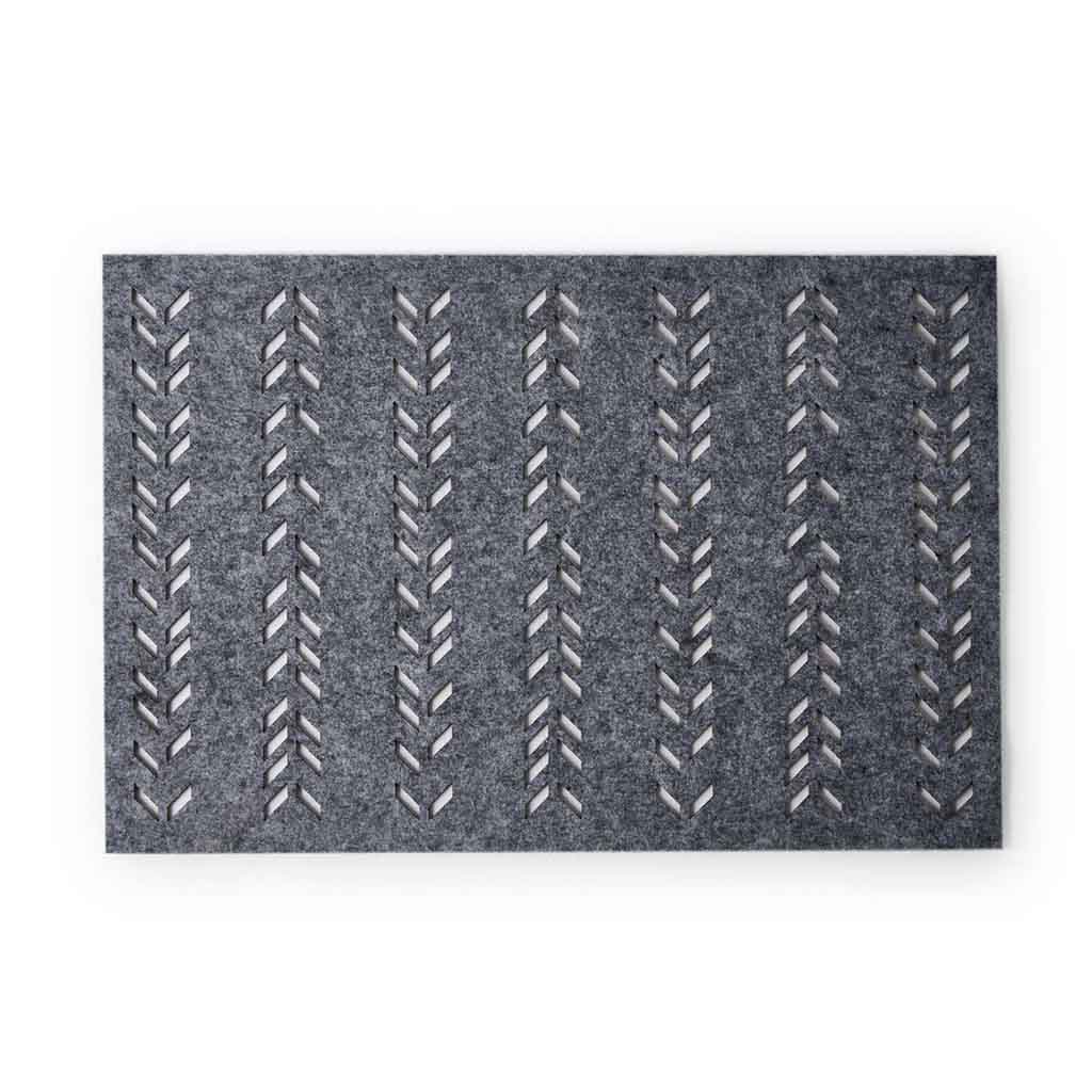 Set 2 Individuales Leaf Rectang Hojas Gris