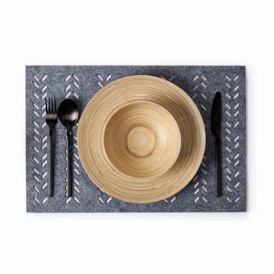Set 2 Individuales Leaf Rectang Hojas Gris