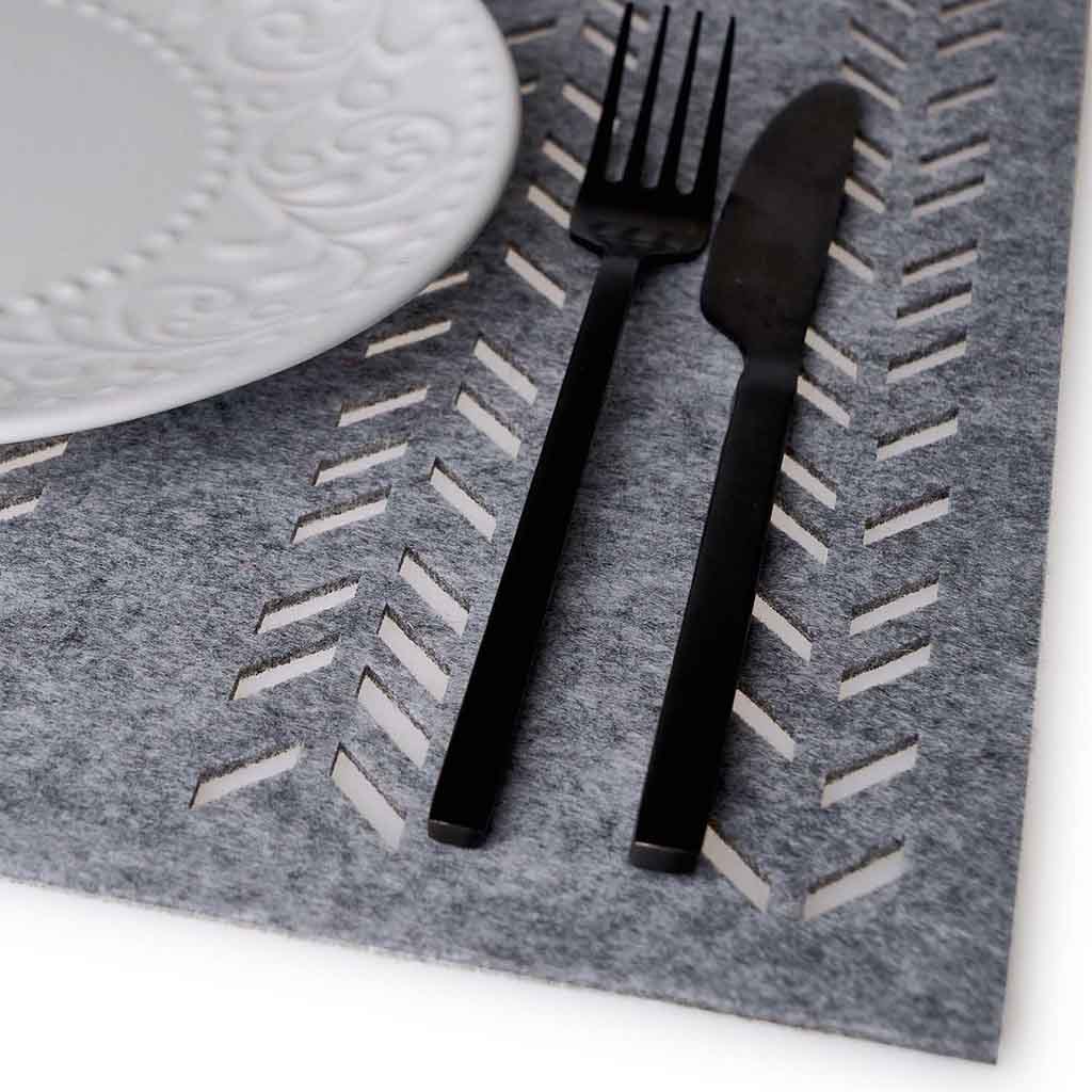 Set 2 Individuales Leaf Rectang Hojas Gris