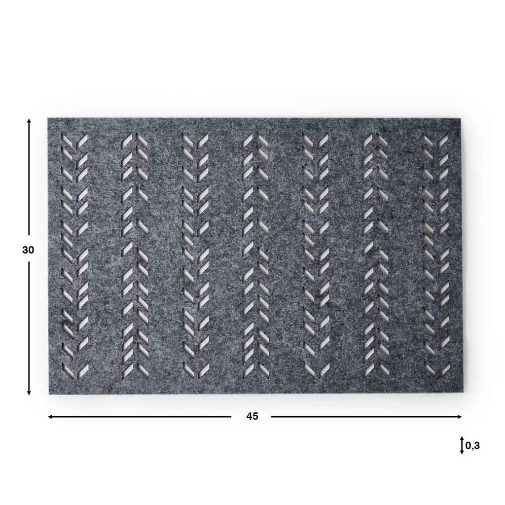 Set 2 Individuales Leaf Rectang Hojas Gris
