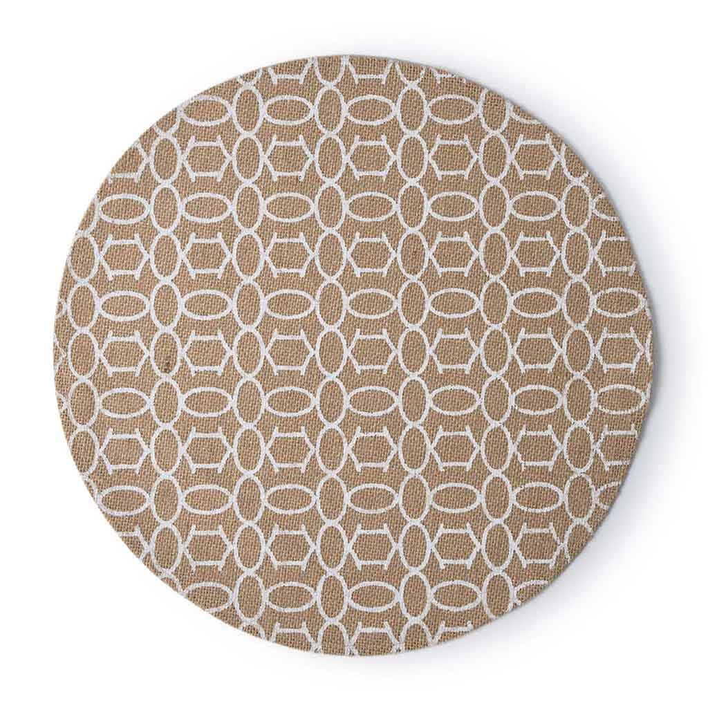 Set 2 Individuales Summer Circular Marrón/Blanco