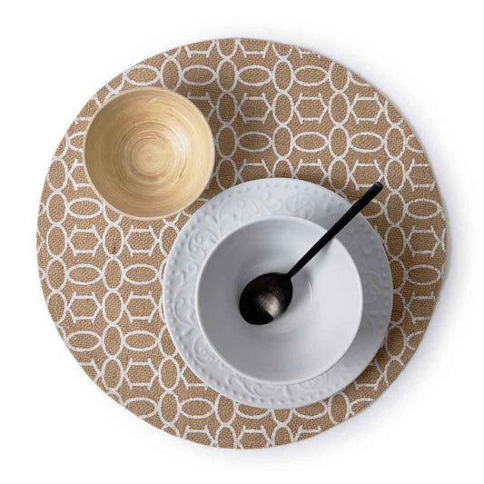 Set 2 Individuales Summer Circular Marrón/Blanco