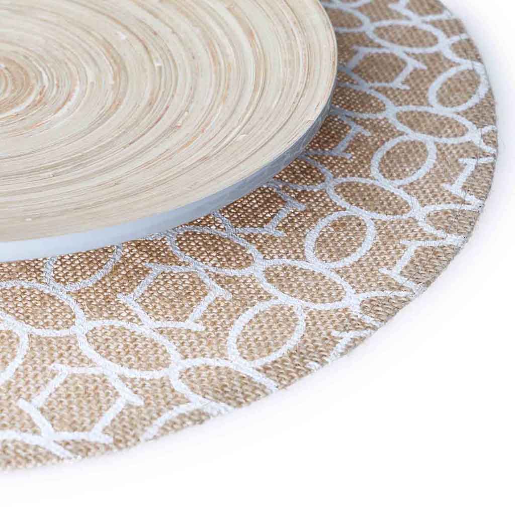 Set 2 Individuales Summer Circular Marrón/Blanco