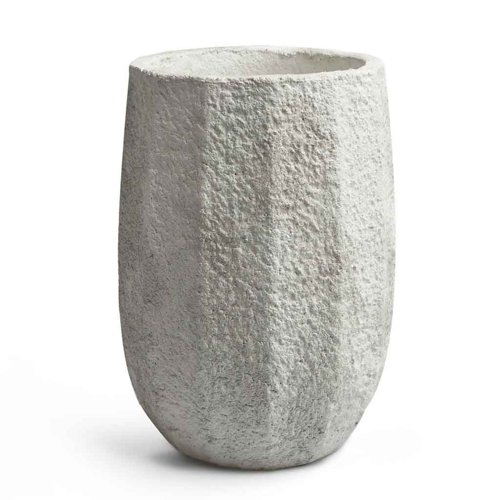 Maceta Kos Alto Textura Gris Blanqueado
