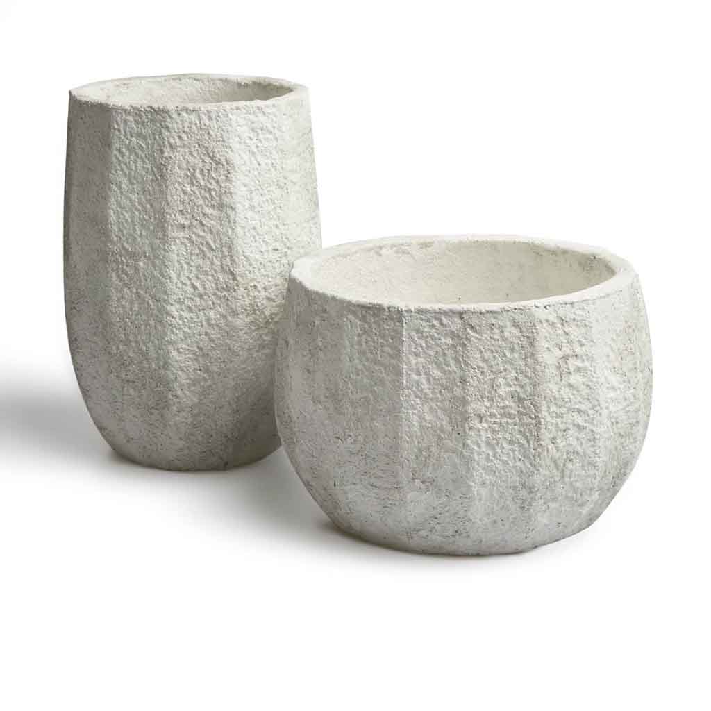 Maceta Kos Alto Textura Gris Blanqueado