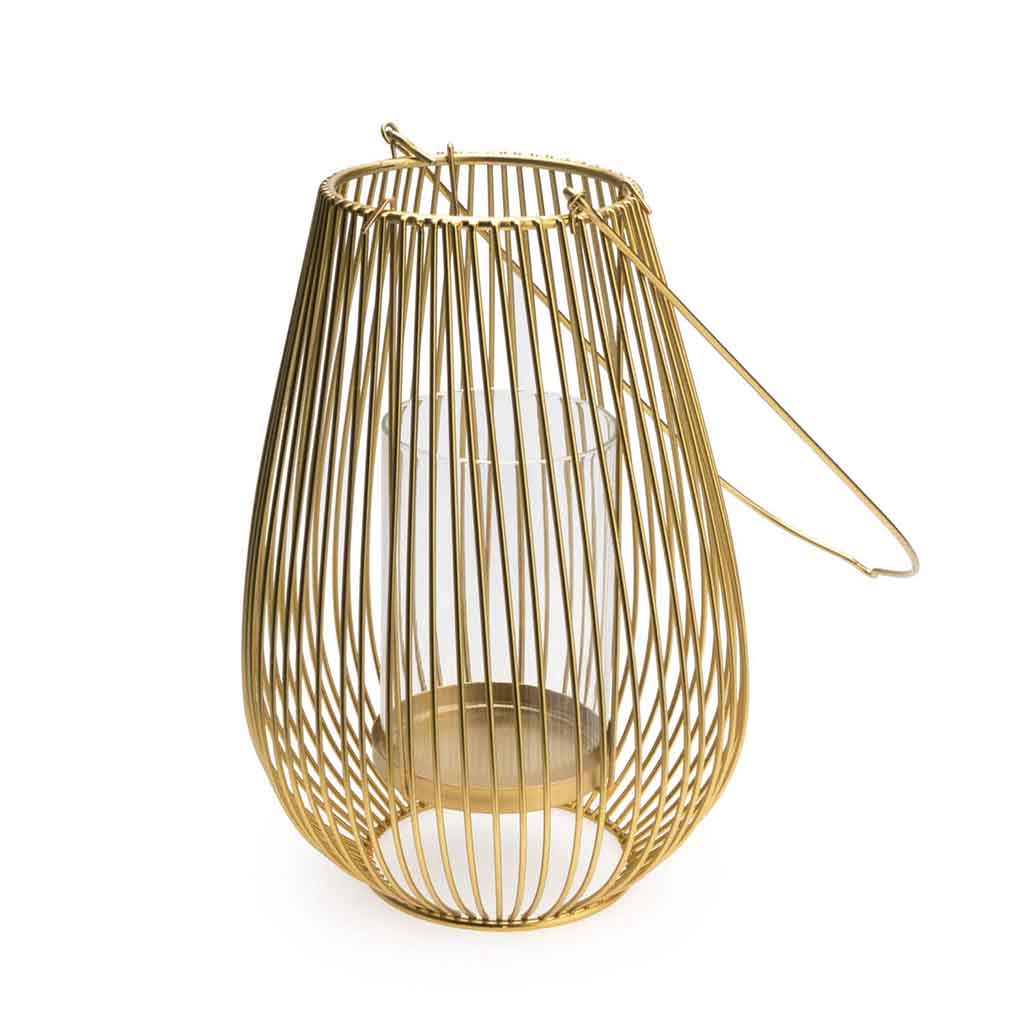 Farolillo Goldy Con Asa Metal Dorado
