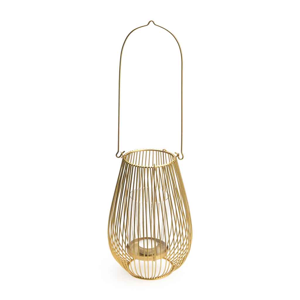 Farolillo Goldy Con Asa Metal Dorado