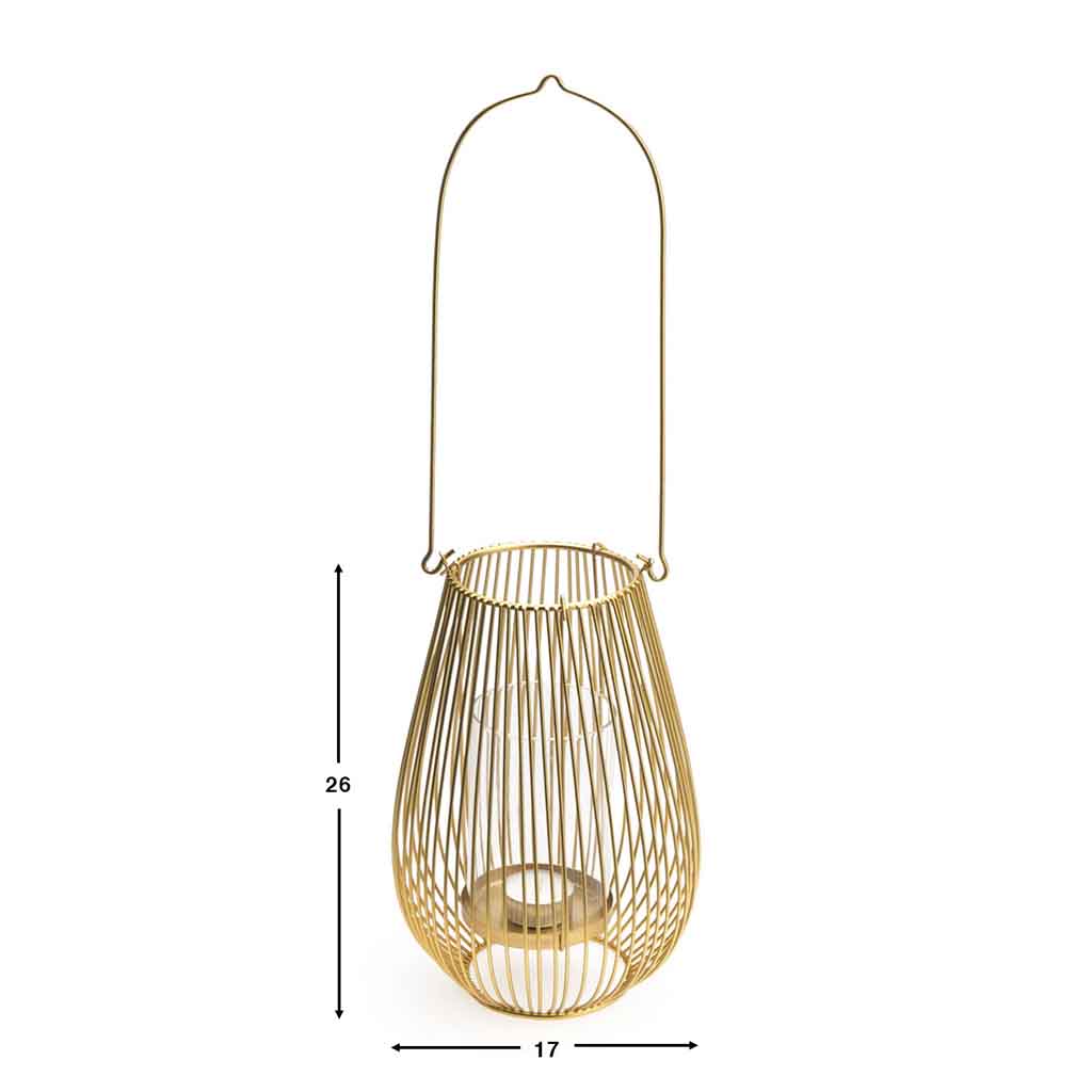 Farolillo Goldy Con Asa Metal Dorado