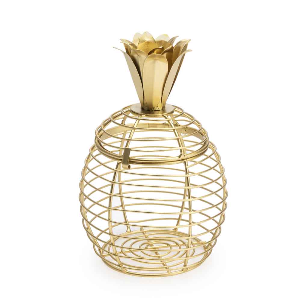 Caja Deco Pineapple Metal Dorado