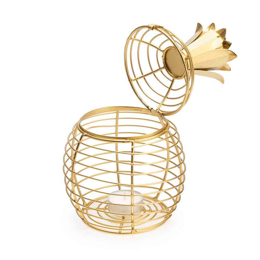 Caja Deco Pineapple Metal Dorado