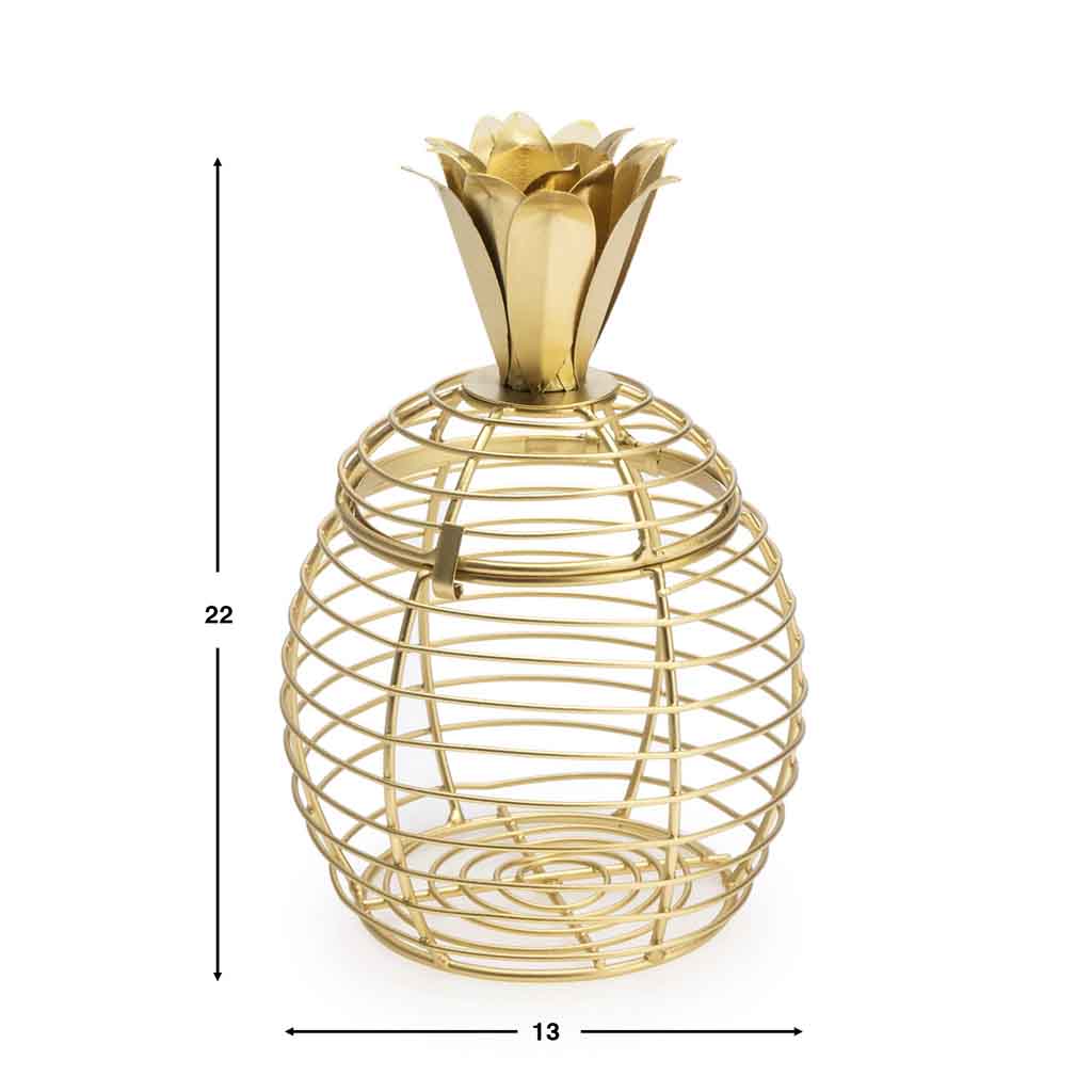 Caja Deco Pineapple Metal Dorado