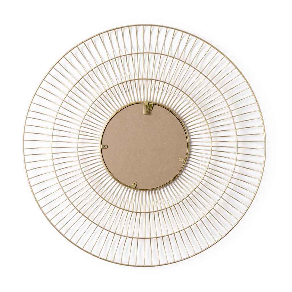 Espejo Pared Ring Metal Rayas Dorado
