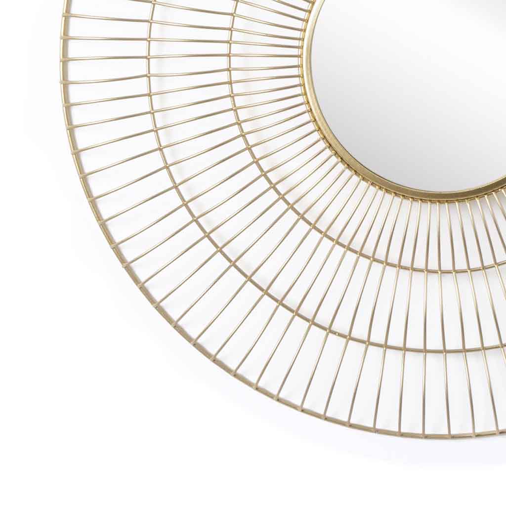 Espejo Pared Ring Metal Rayas Dorado
