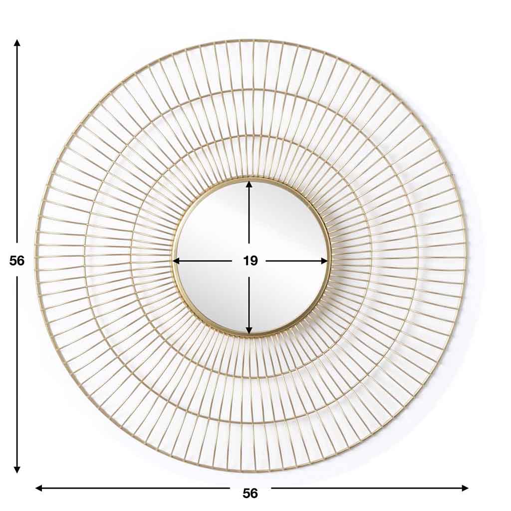 Espejo Pared Ring Metal Rayas Dorado
