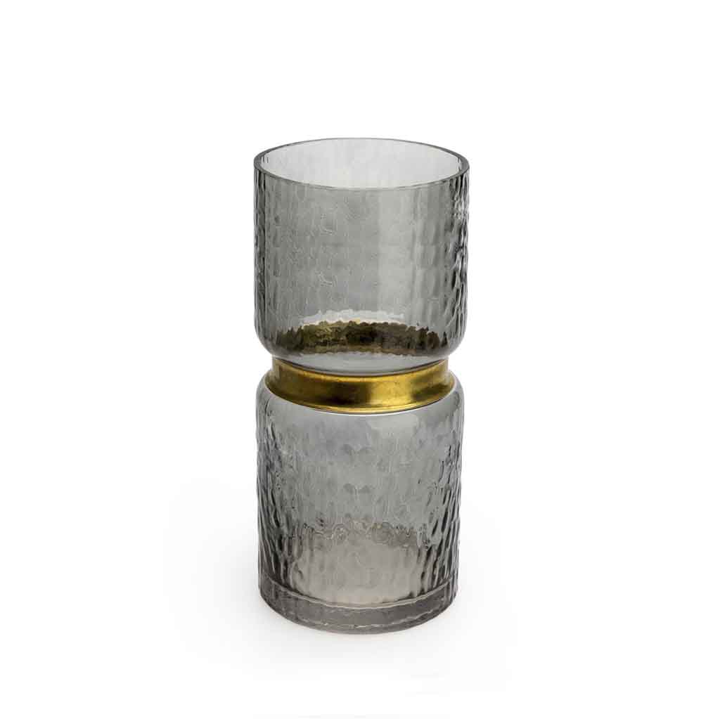 Jarrón Tendence Grabado 20X13 Gris/Dorado