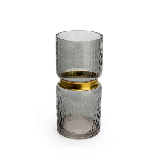 Jarrón Tendence Grabado 20X13 Gris/Dorado